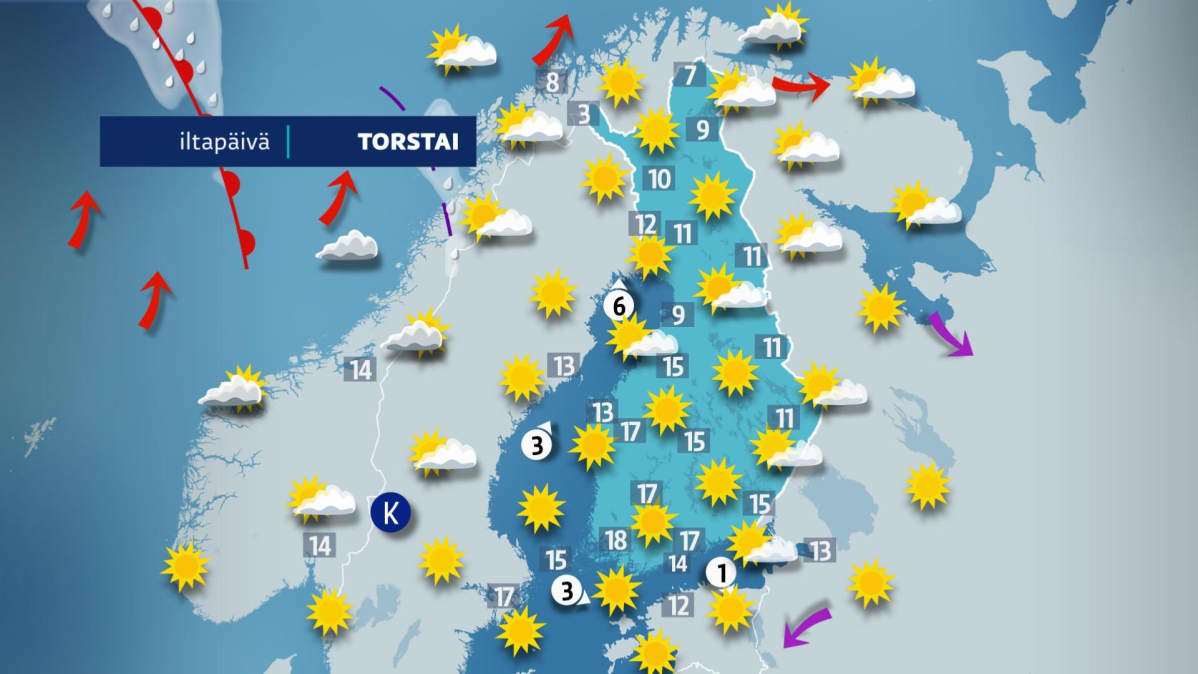 Torstai-iltapäivän sää