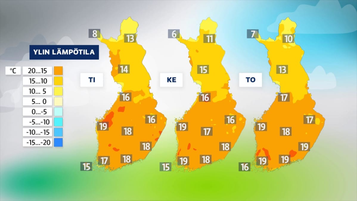 Alkuviikon lämpötilakartat