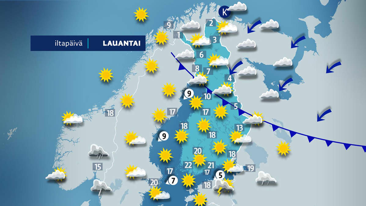 Lauantain sääennuste.