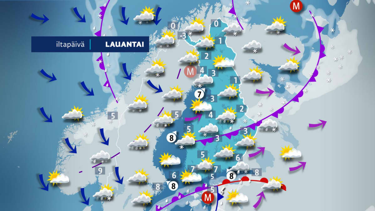 lauantain sääkartta