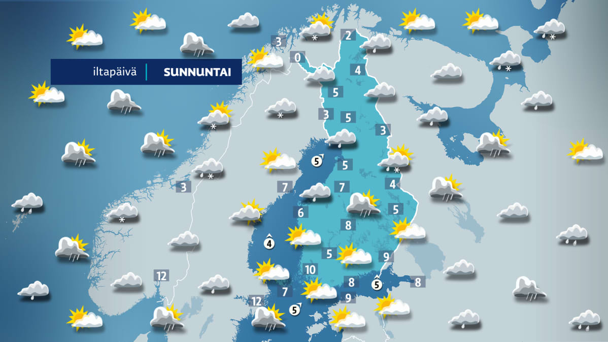 sunnuntain sääkartta