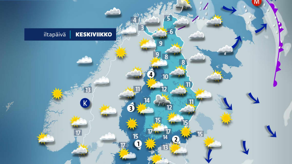 Keskiviikkoiltapäivän sää