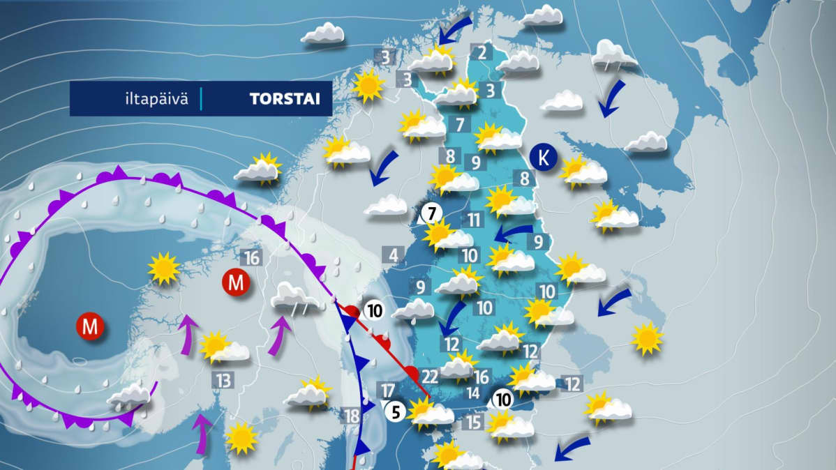 Torstai-iltapäivän sää
