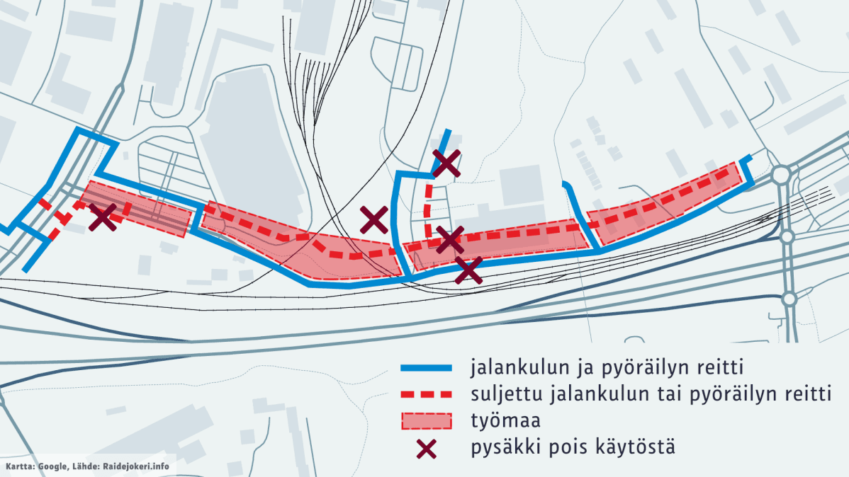Varikkotien työmaa kartalla