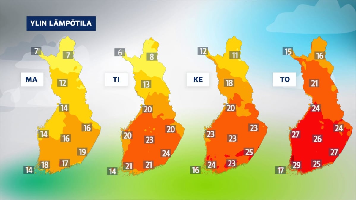 Sääennuste maanantaista 3. kesäkuuta torstaille 6. kesäkuuta.