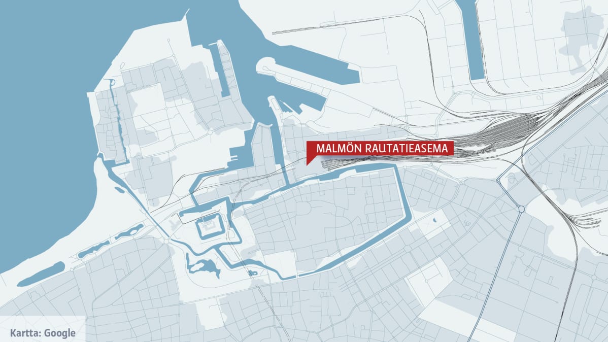 Kartta Malmön keskustasta