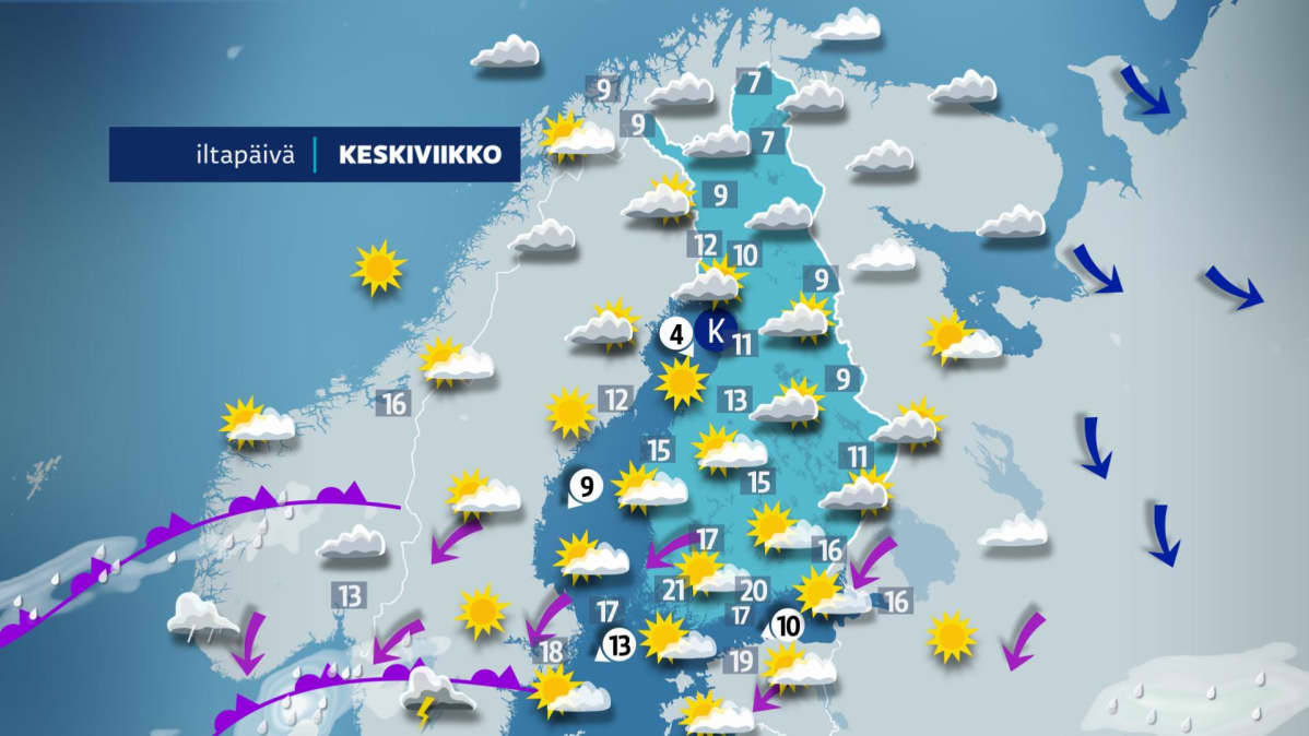 Keskiviikkoiltapäivän sää