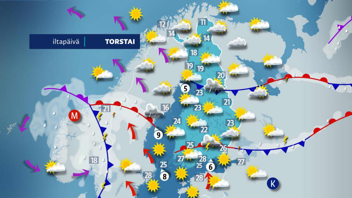 Torstai-iltapäivän sää