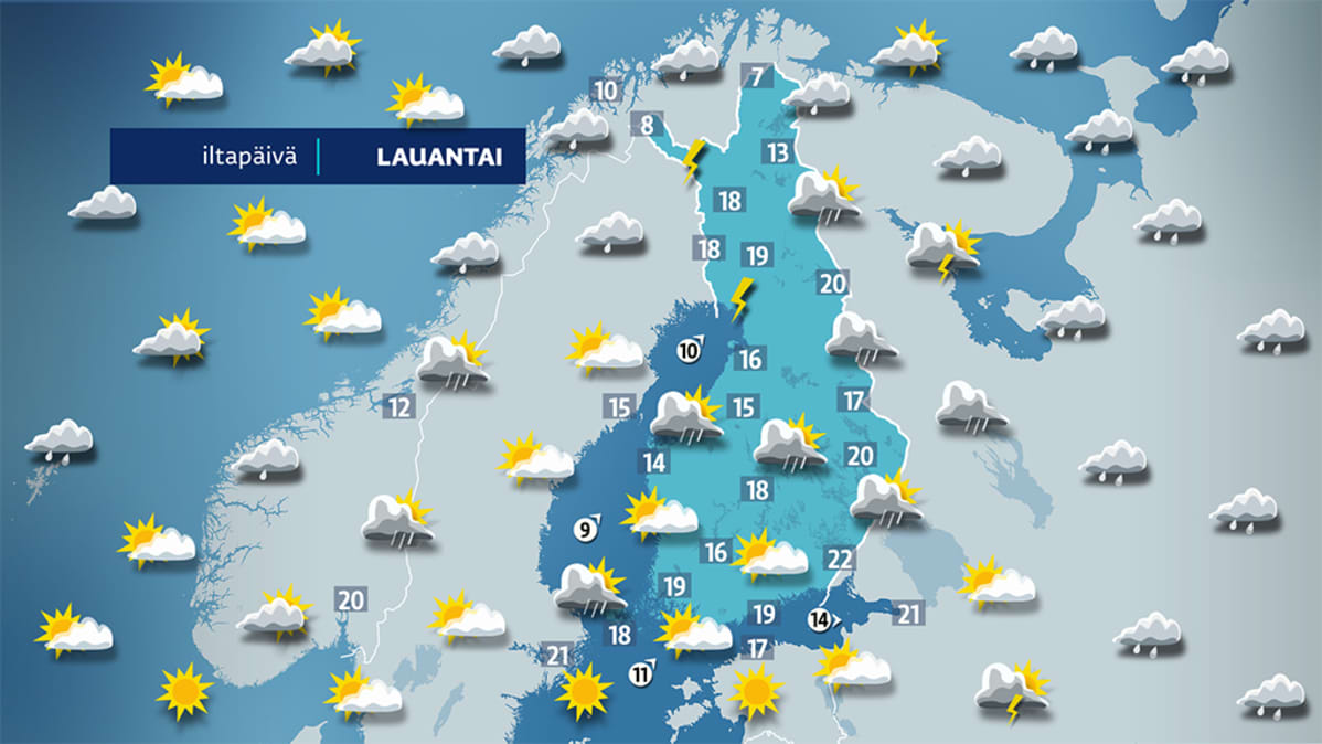 Juhannuspäivän sääennuste.