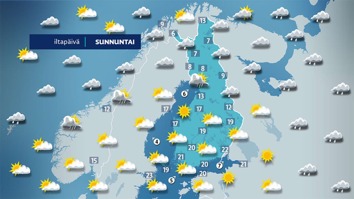 Sunnuntain sääennuste.