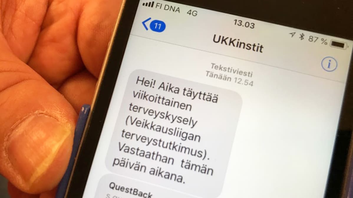 UKK-instituutin tekstiviesti jalkapalloilijoille