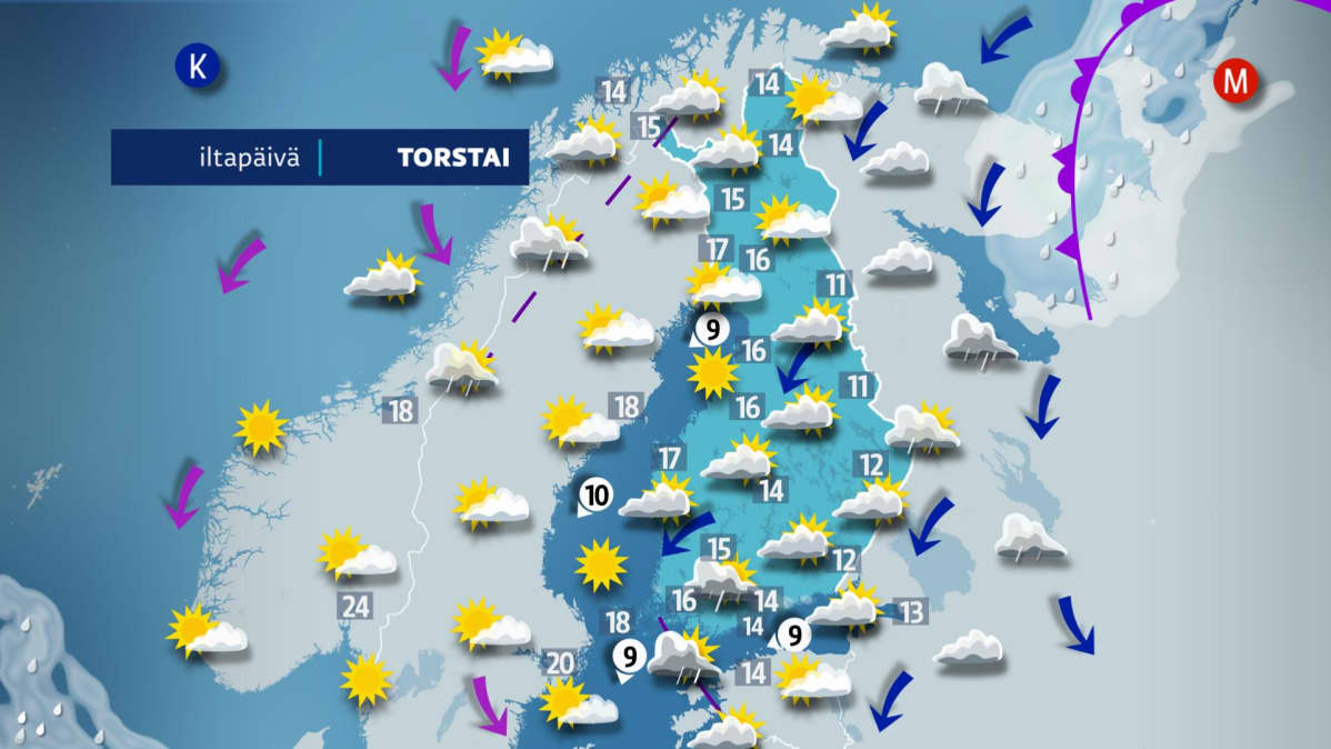 Torstain sääkartta.