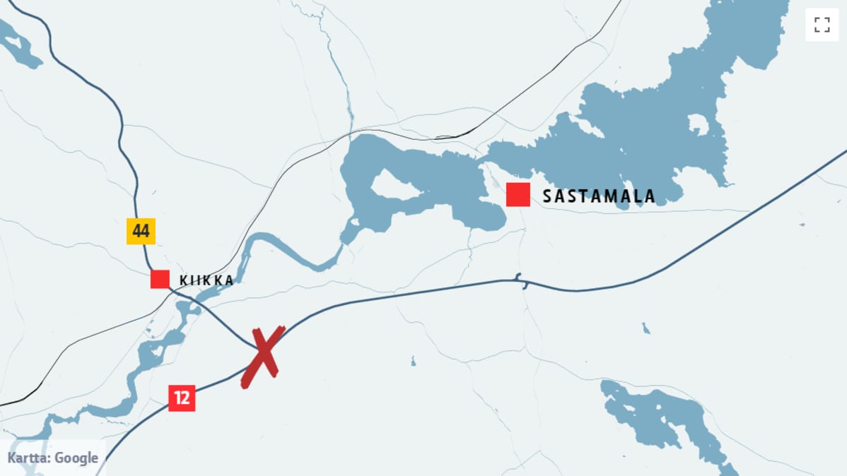 Karttakuva liikenneonnettomuuspaikasta