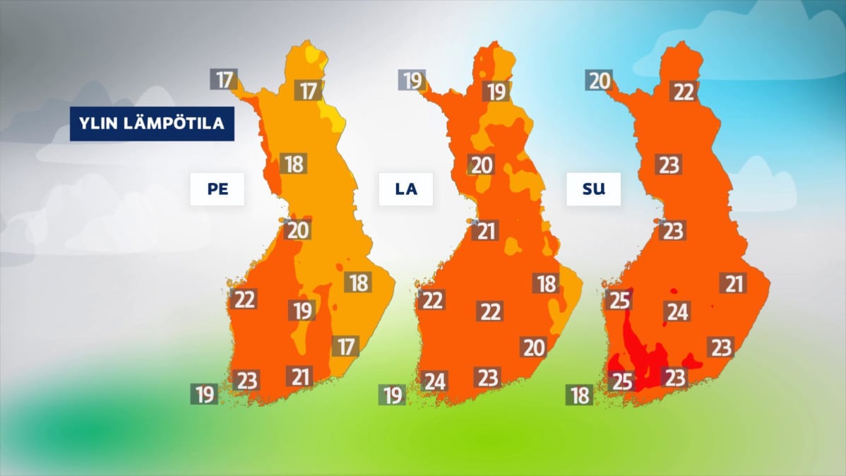 Ennuste viikonlopun lämpötiloista