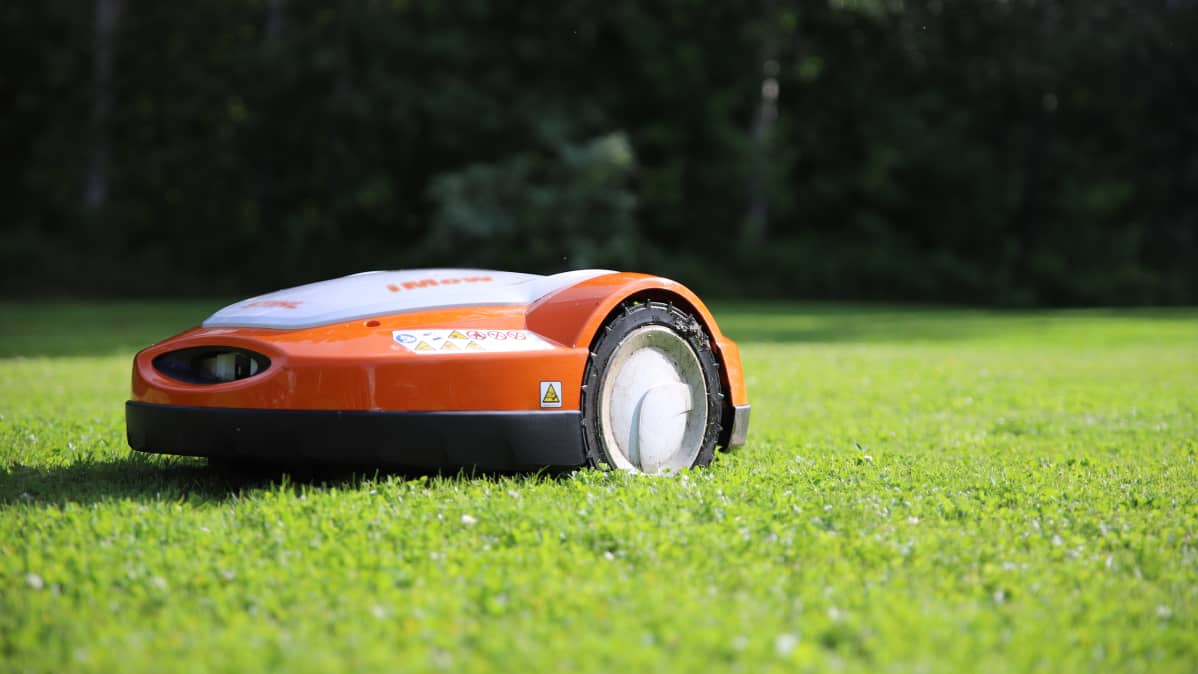 Robottiruohonleikkuri nurmikolla.
