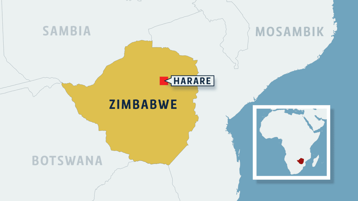 Zimbabwe ja Harare kartta