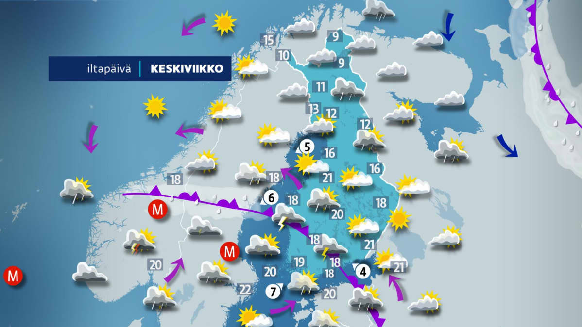 keskiviikon sääkartta.