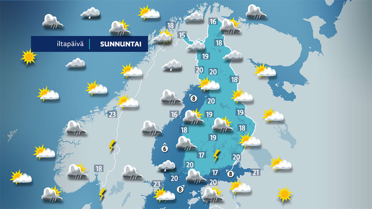 Sunnuntain sääennuste.