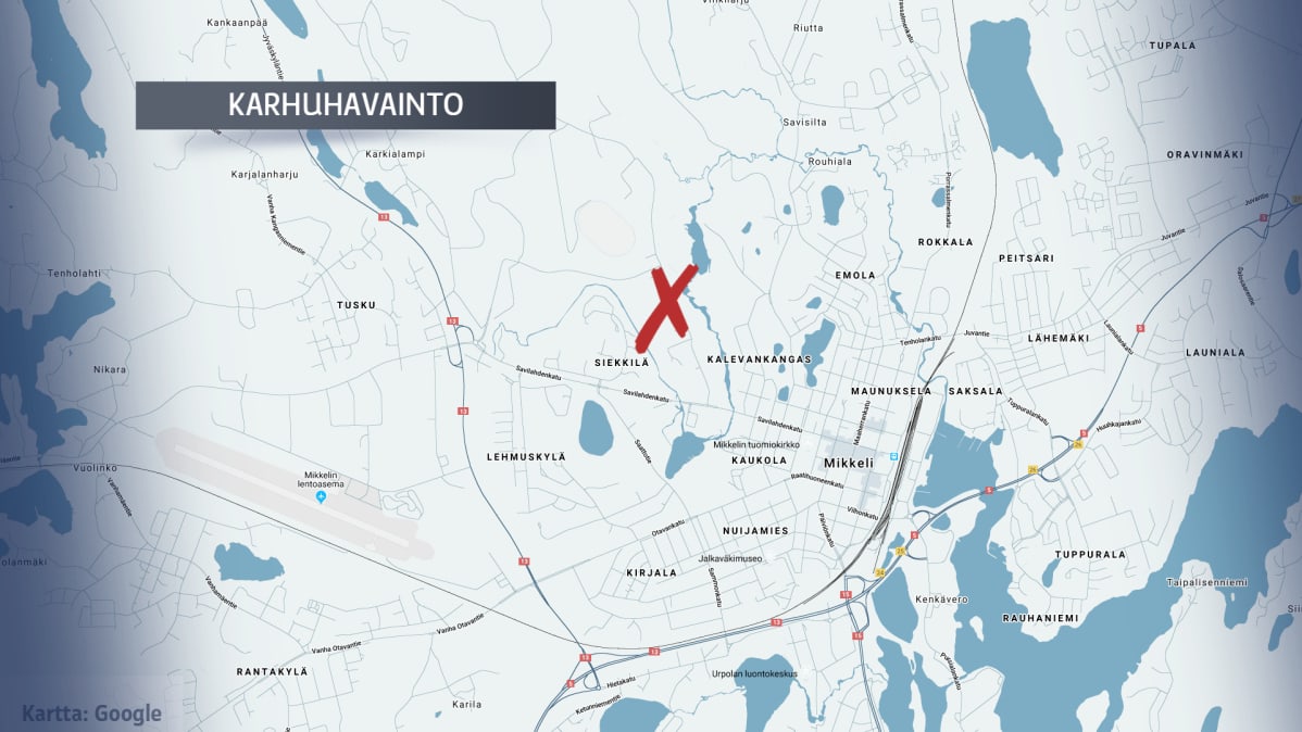 Kartta karhuhavainnosta