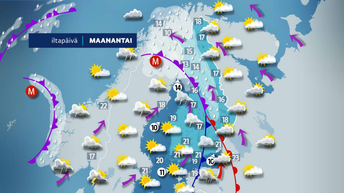Maanantai-iltapäivän sää