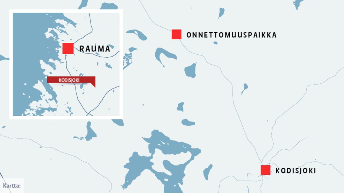 Onnettomuuspaikka kartalla.
