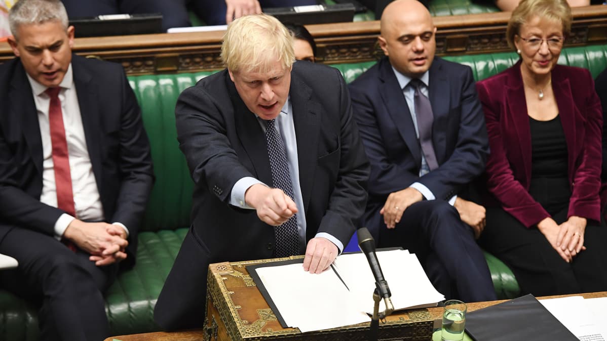 Britannian pääministeri Boris Johnson kuvattuna Brexit-istunnossa Lontoon parlamenttitalossa 19. lokakuuta.