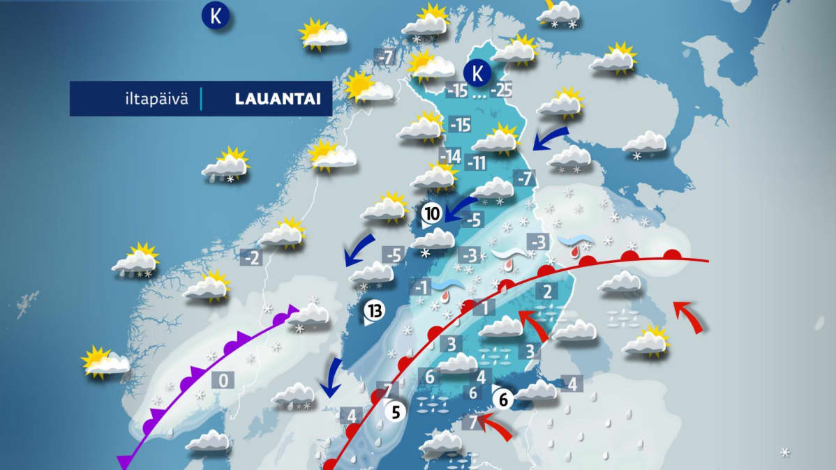 Lauantai-iltapäivän sää