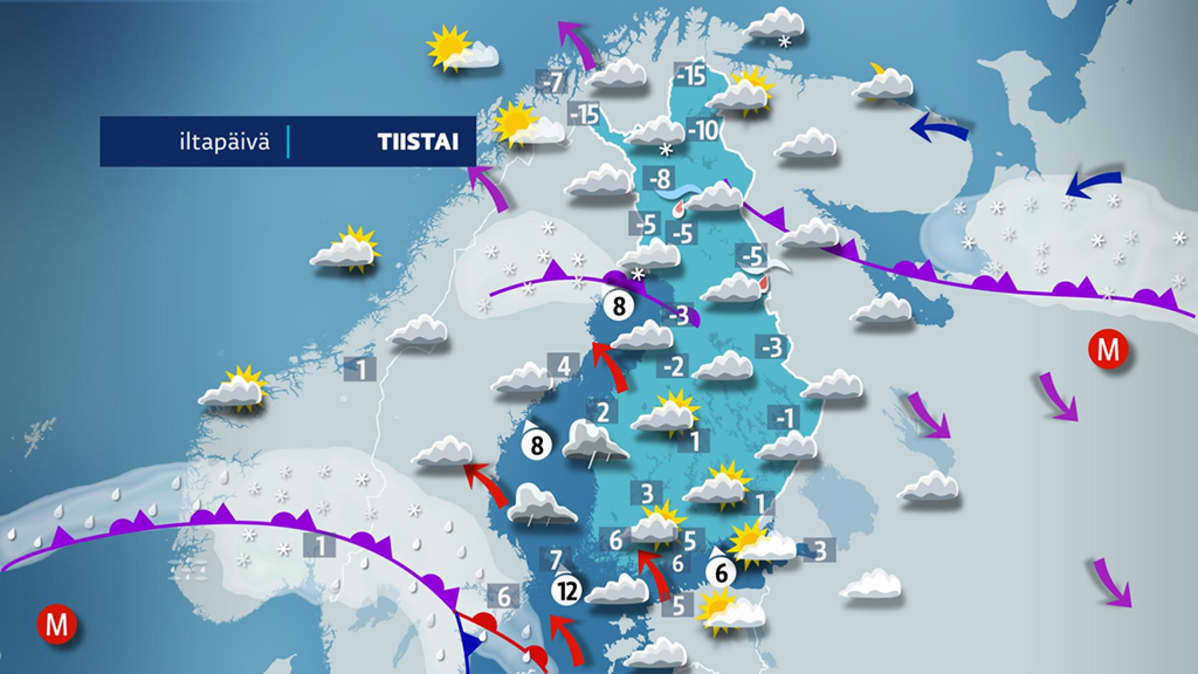 Tiistain sääennuste.