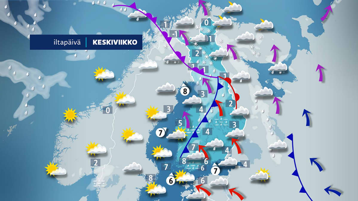Keskiviikon sääennuste.