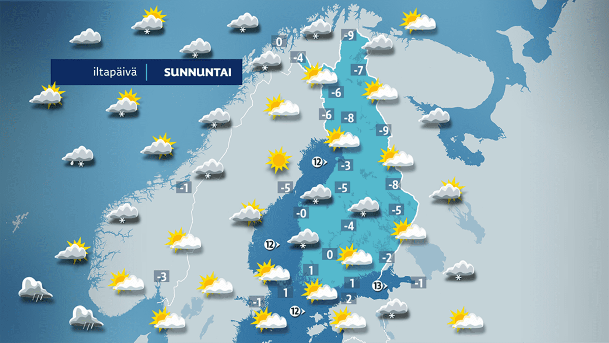 Sunnuntain sääennuste.