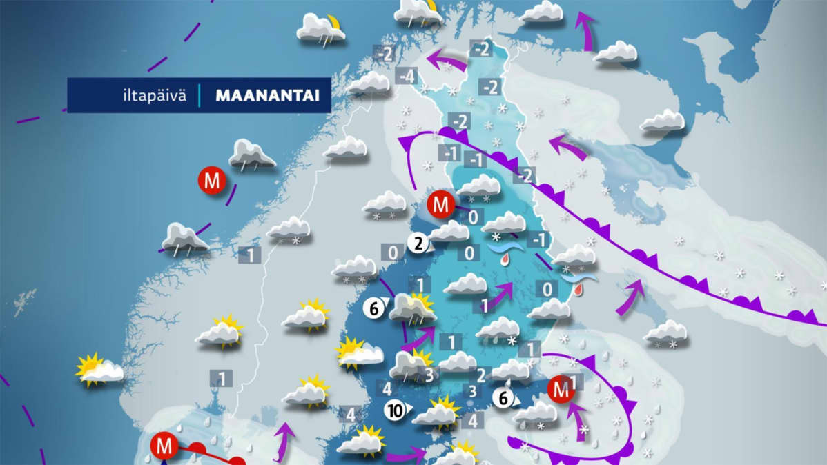 maanantain sääkartta