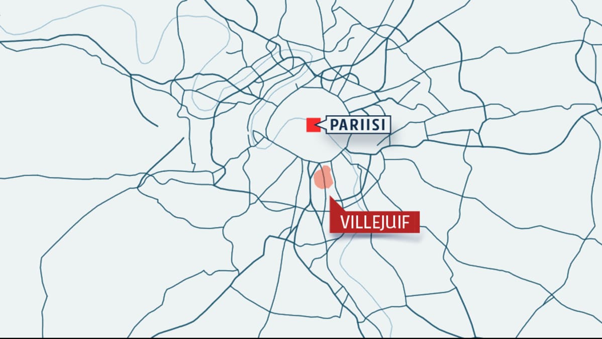 Pariisin alueen kartta, jossa Villejuif.