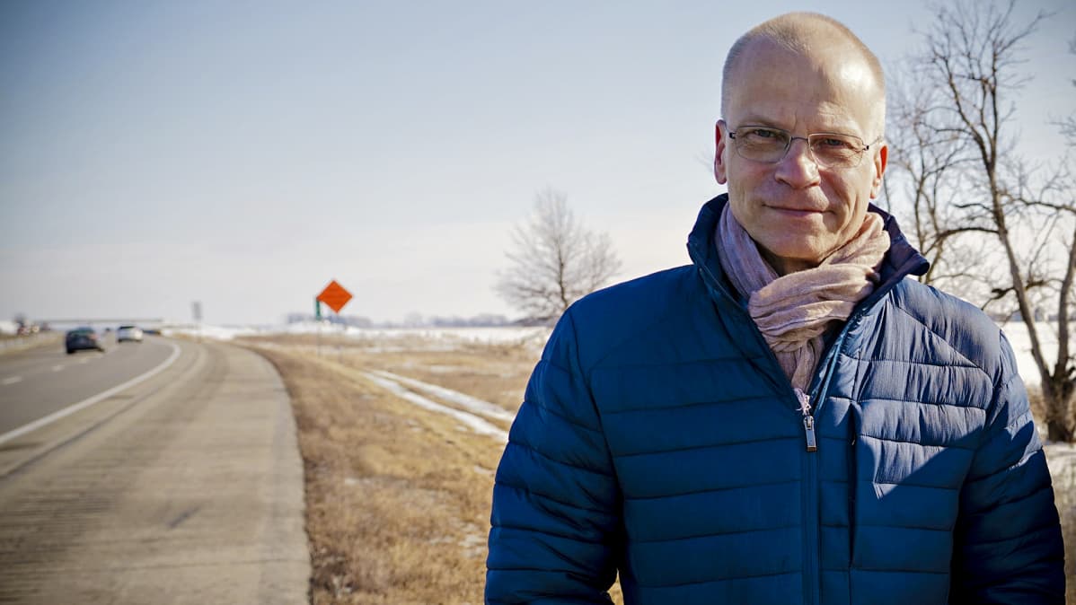 Mika Hentunen matkalla kohti demokraattien presidentinvaalien ensimmäistä esivaalia Iowassa ensimmäinen helmikuuta 2020.