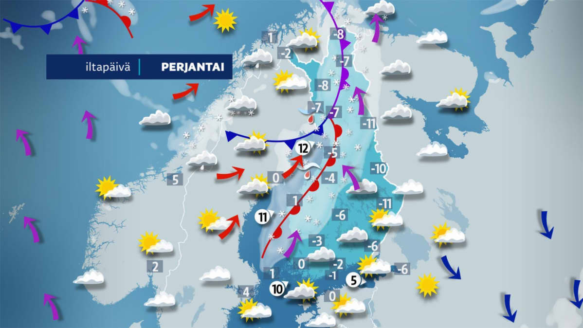perjantain sääkartta