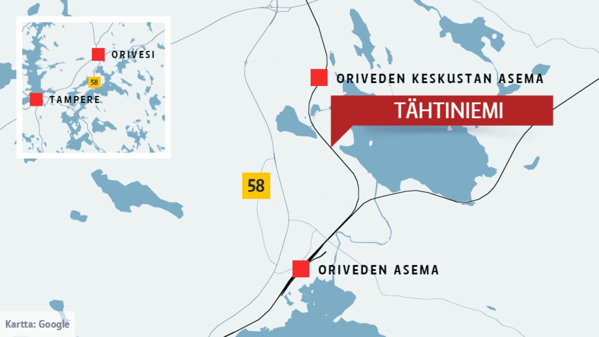 Kartta Tähtiniemen sijainnista