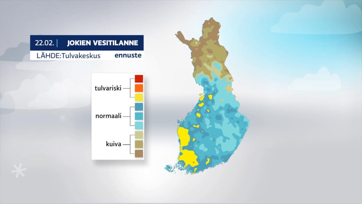 Kartta jokien vesitilanteesta.