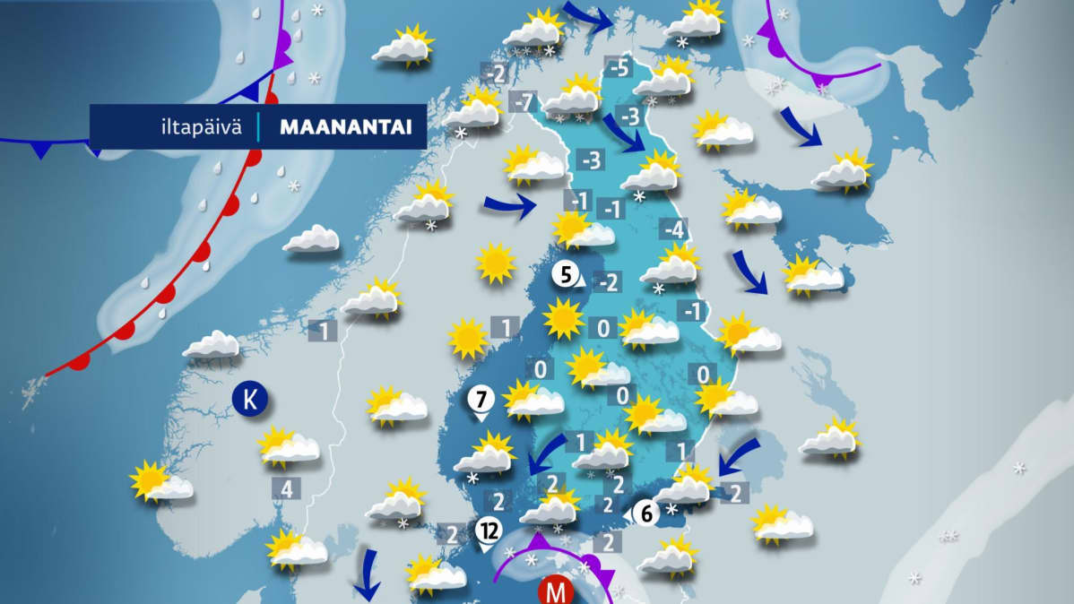 Maanantai-iltapäivän sää