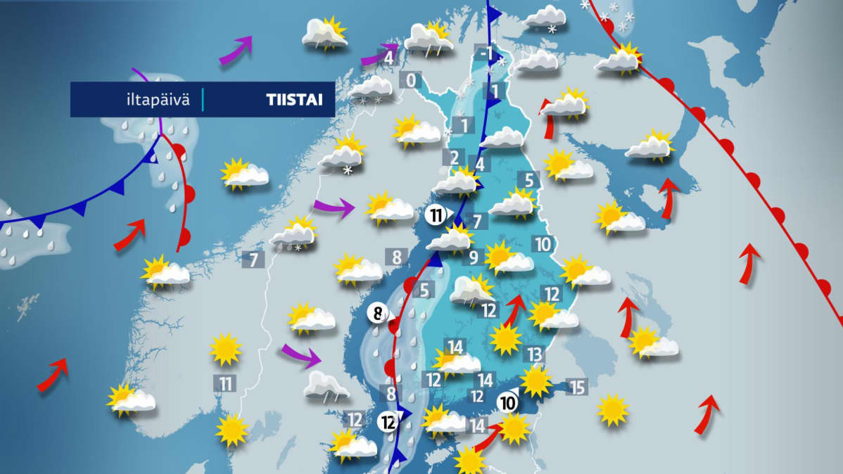 Tiistain iltapäiväkartta