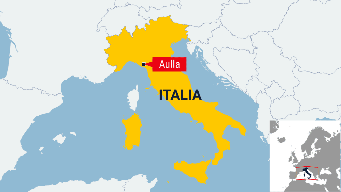 Kartta Aullan kaupungin sijainnista Italiassa.
