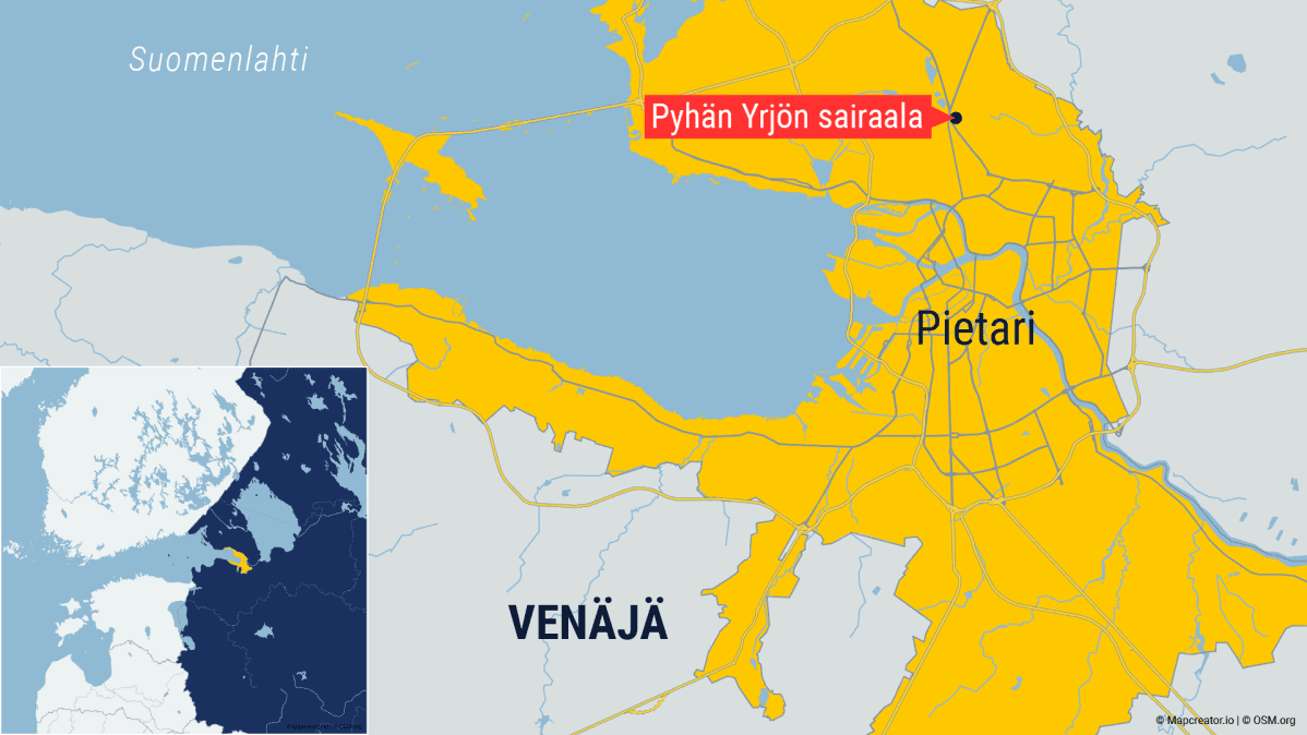 Kartta Pietarissa sijaitsevasta Pyhän Yrjön sairaalasta.
