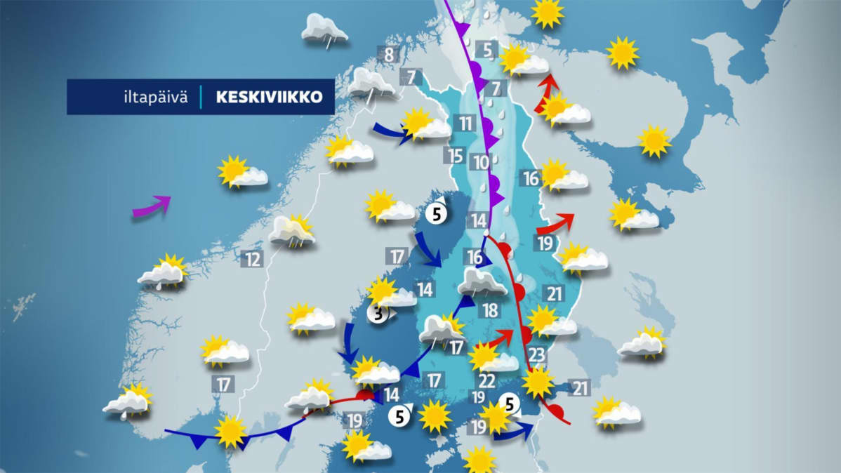 keskiviikon sääkartta