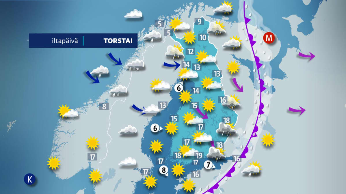 Torstain sääkartta.