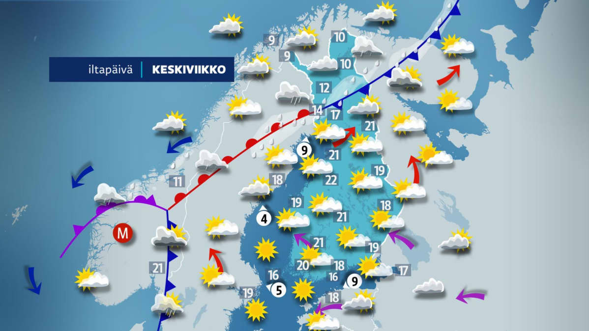 Keskiviikkoiltapäivän sää.