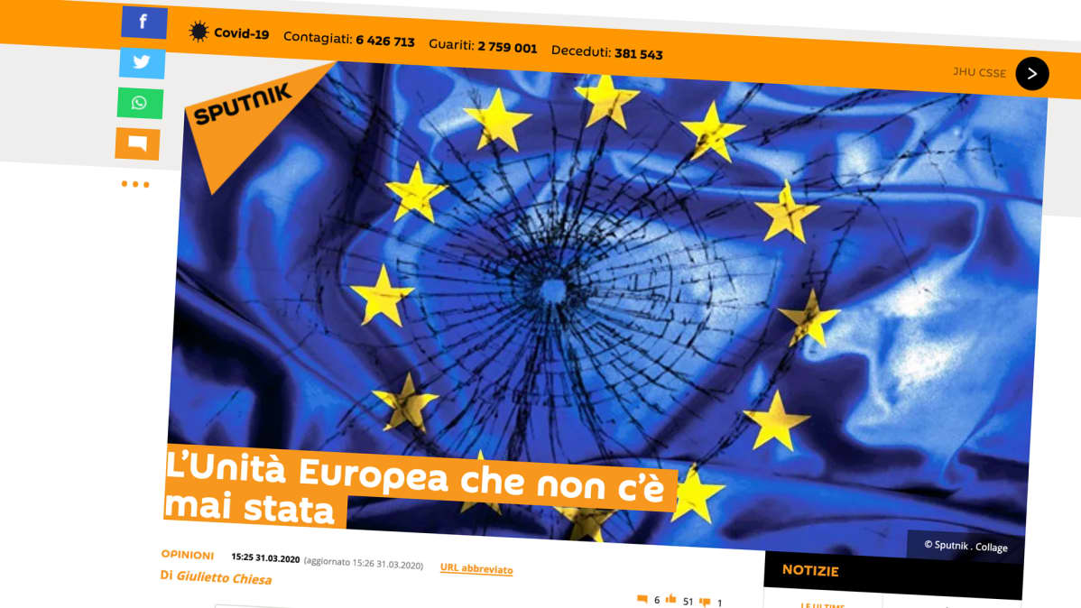 Kuvakaappaus Sputnik Italia