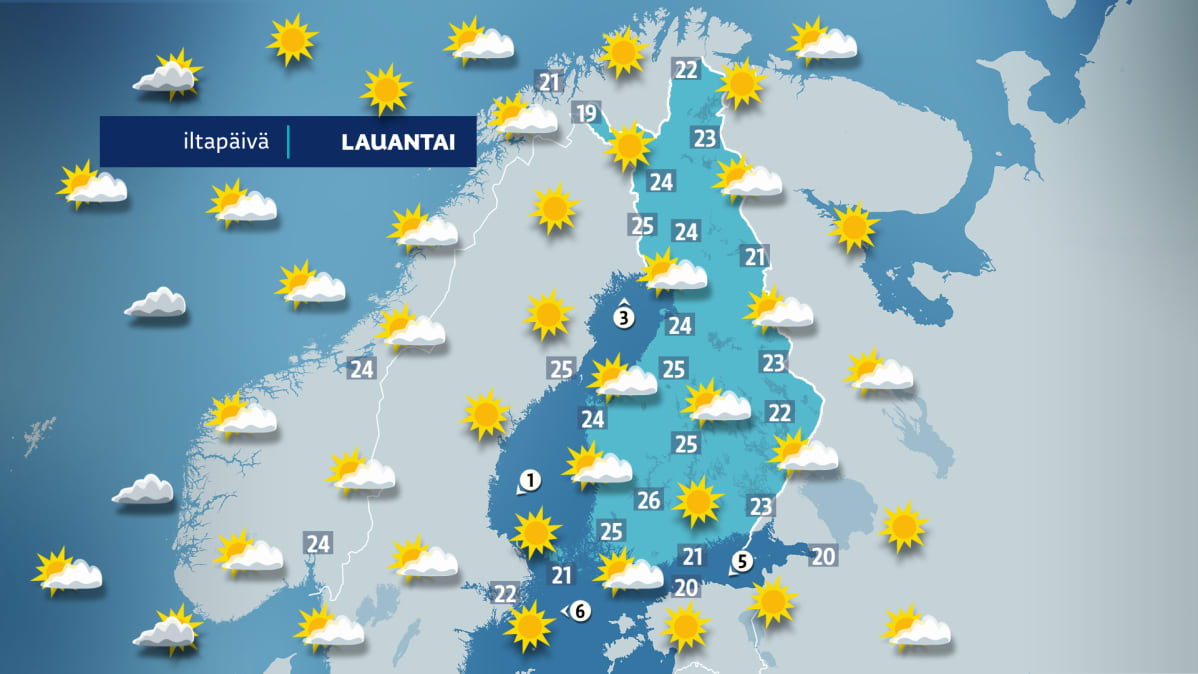 lauantain sääkartta