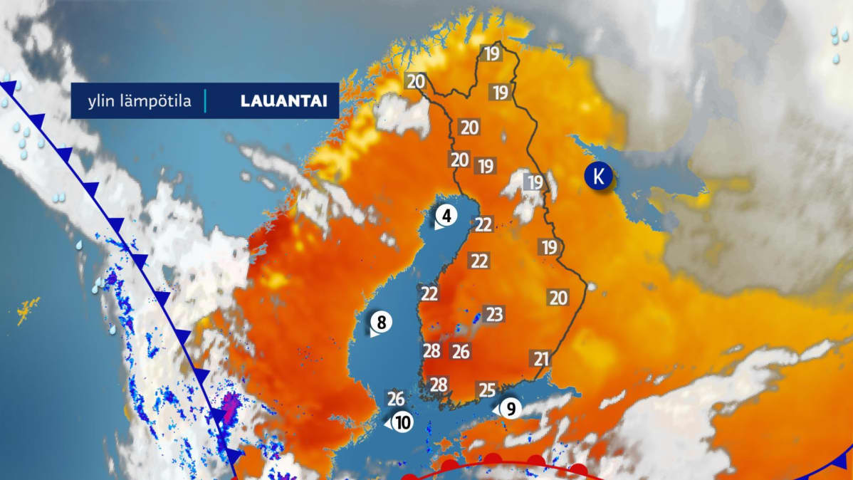 Etenkin Lounais-Suomessa mitattiin juhannuspäivänä hellelukemia.