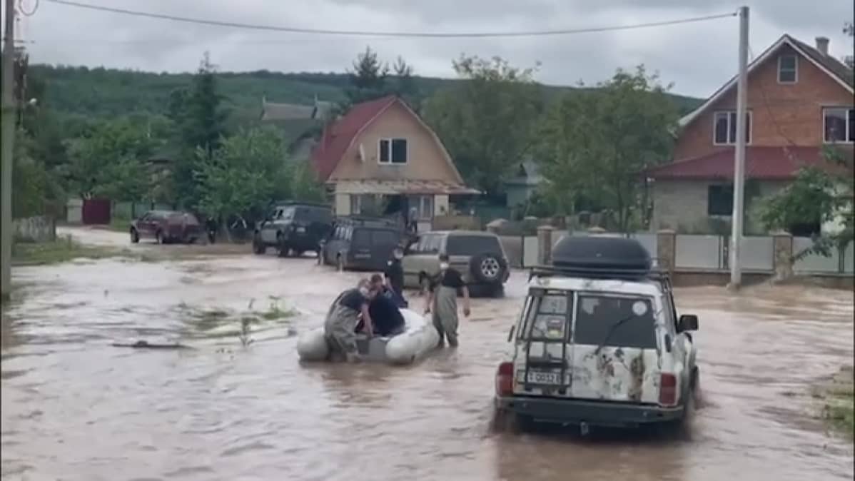 Tulva-alue Ukrainassa.