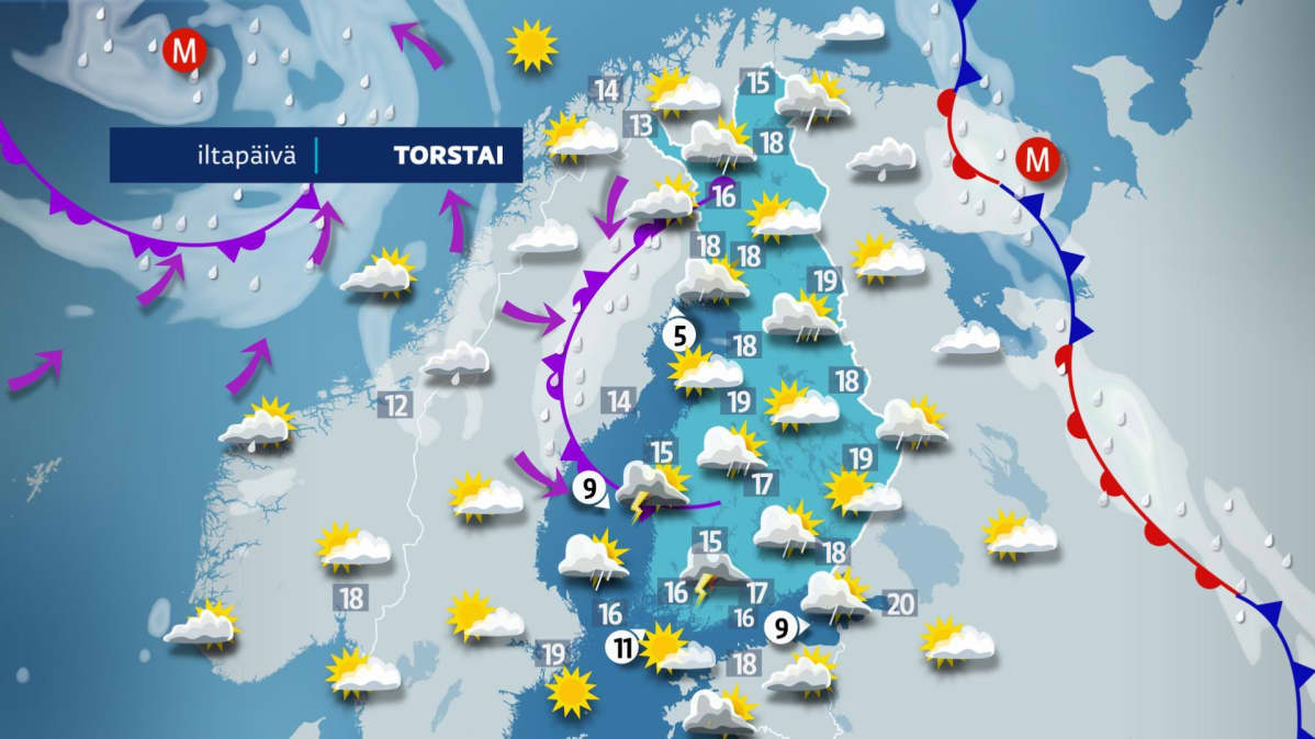 Torstai-iltapäivän sää