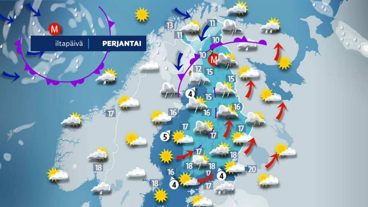 Perjantai-iltapäivän sää