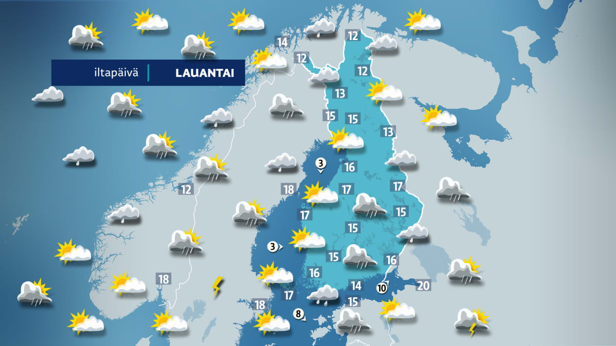 Lauantain sääkartta